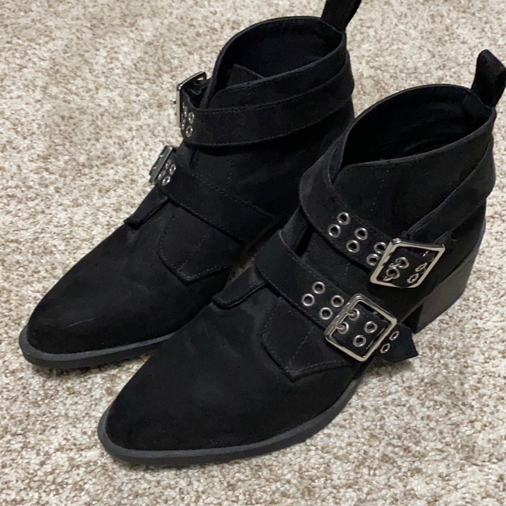 Studded Boots in Black Suede